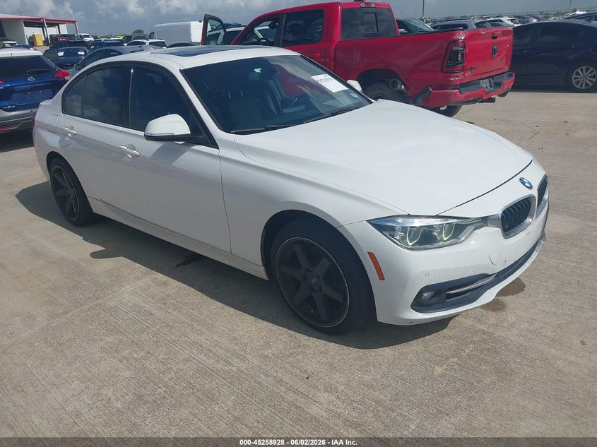 2016 BMW 3er VIN WBA8E9G57GNT81835 IAAI salvage auction — FRONT END, Original (Texas), sold $1,400 on 2026-07-10 (photo 1)