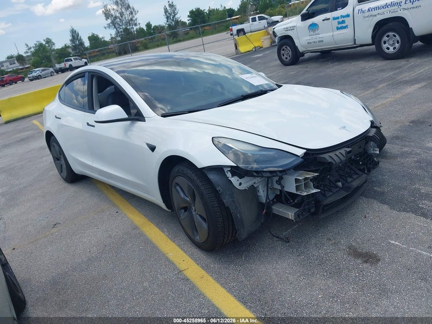 2023 Tesla Model 3 VIN 5YJ3E1EA7PF399569 IAAI salvage auction — FRONT END, Salvage Title, sold $4,400 on 2026-07-17 (photo 1)