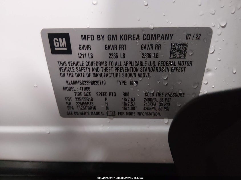 2023 Buick Encore gx VIN KL4MMBS23PB020719 IAAI salvage auction — HAIL, Salvage Title, sold $7,425 on 2026-07-14 (photo 9)