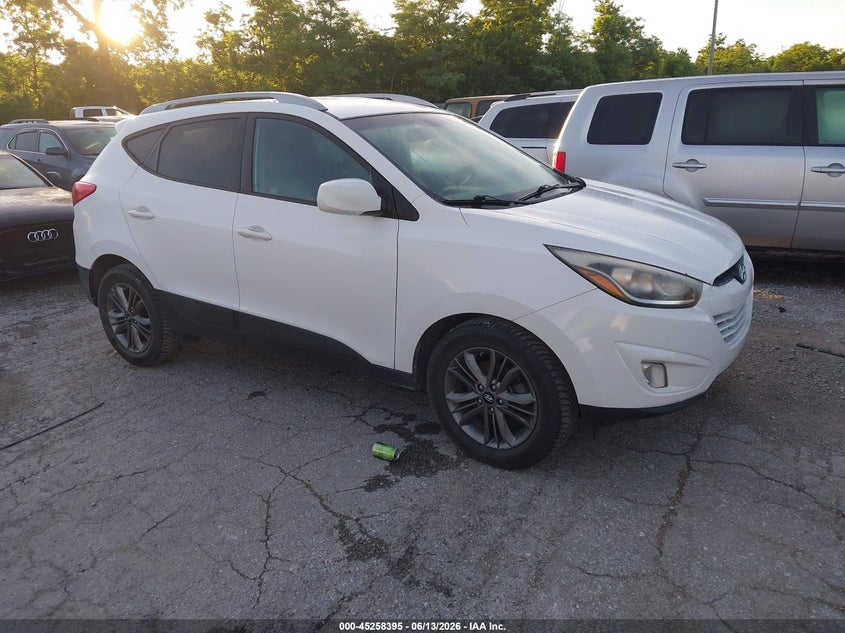2014 Hyundai Tucson VIN KM8JU3AG8EU893018 IAAI salvage auction — NORMAL WEAR, Clear (Indiana), sold $1,150 on 2026-07-13 (photo 1)