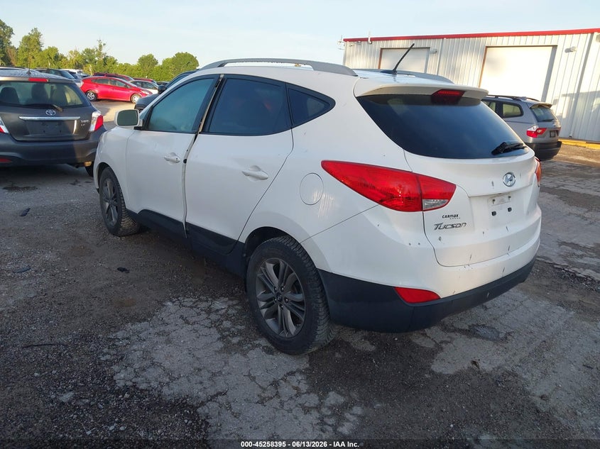 2014 Hyundai Tucson VIN KM8JU3AG8EU893018 IAAI salvage auction — NORMAL WEAR, Clear (Indiana), sold $1,150 on 2026-07-13 (photo 3)