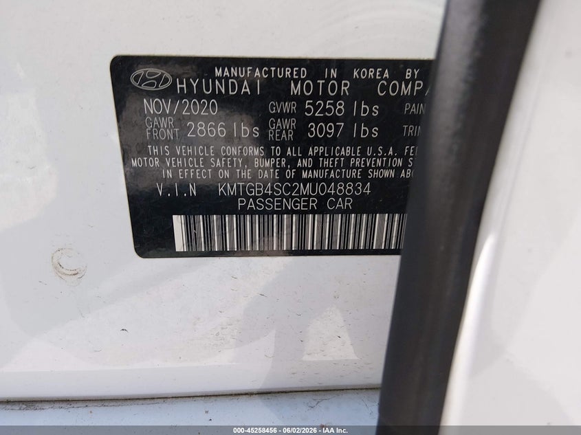 2021 Genesis G80 VIN KMTGB4SC2MU048834 IAAI salvage auction — FRONT END, Salvage Title, sold $6,100 on 2026-07-13 (photo 9)