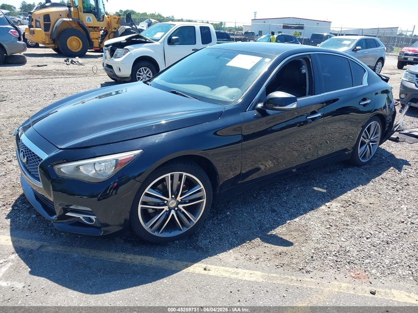 2014 Infiniti Q50 VIN JN1BV7AP7EM673692 IAAI salvage auction — REAR END, Salvage Title, sold $1,200 on 2026-07-08 (photo 2)