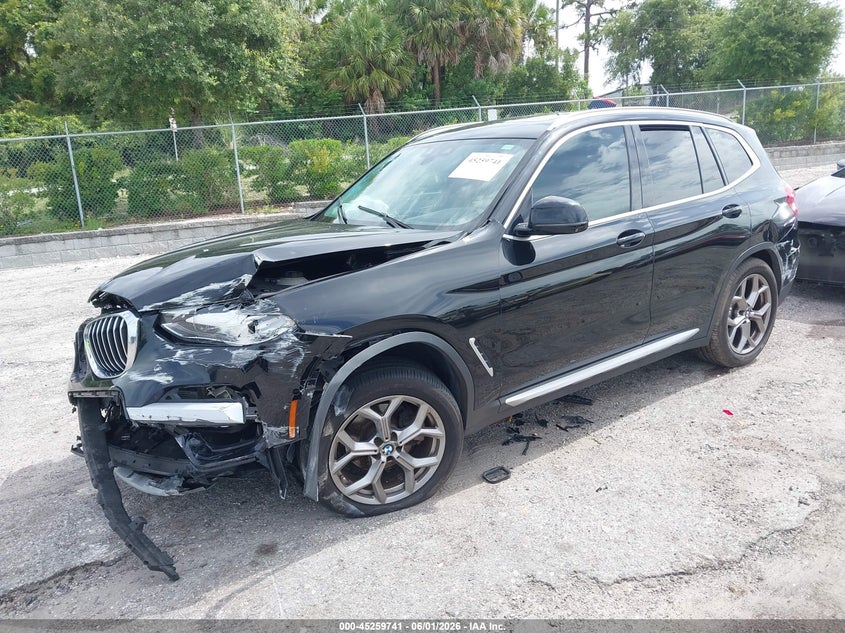2021 BMW X3 VIN 5UXTY3C09M9G01283 IAAI salvage auction — FRONT & REAR, Salvage Title, sold $4,250 on 2026-07-16 (photo 2)