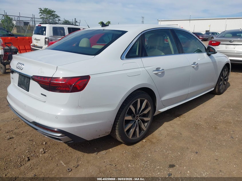 2023 Audi A4 VIN WAUABAF47PA037434 IAAI salvage auction — REAR END, Salvage (Illinois), sold $7,800 on 2026-09-09 (photo 4)