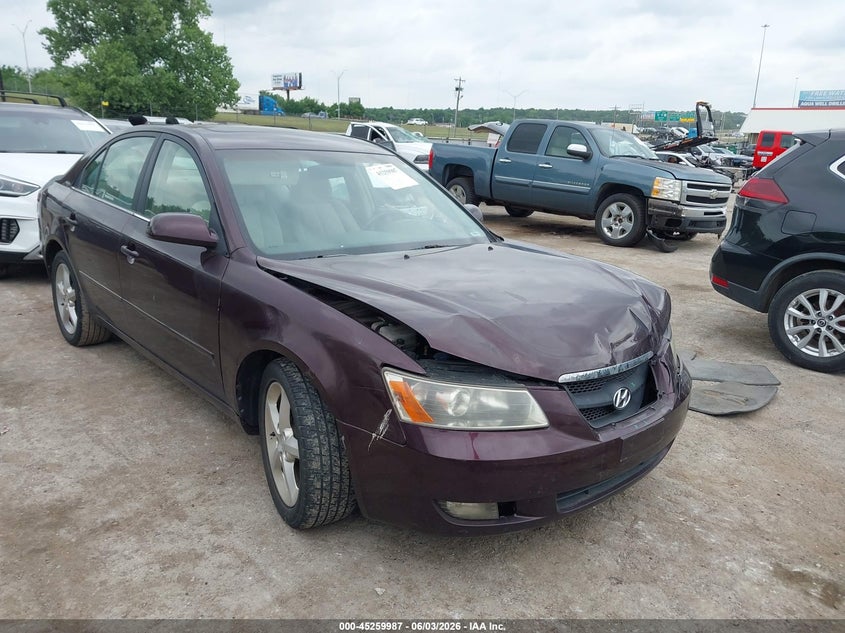 2006 Hyundai Sonata VIN 5NPEU46F16H117188 IAAI salvage auction — FRONT END, Clear (Oklahoma), sold $375 on 2026-07-09 (photo 1)