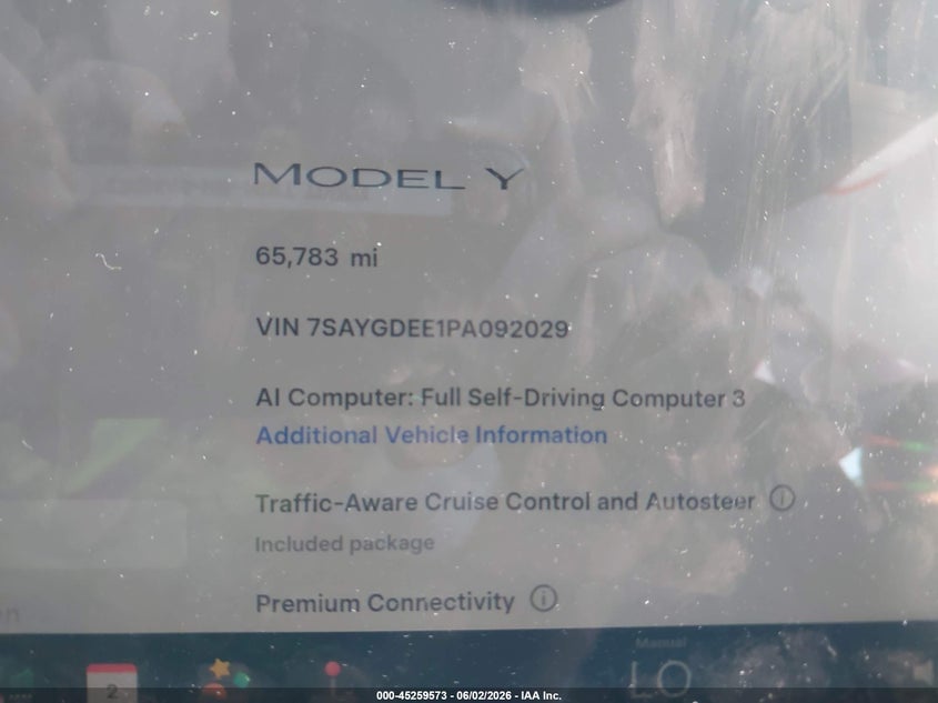 2023 Tesla Model y VIN 7SAYGDEE1PA092029 IAAI salvage auction — ALL OVER, Salvage Title, sold $3,950 on 2026-07-23 (photo 9)