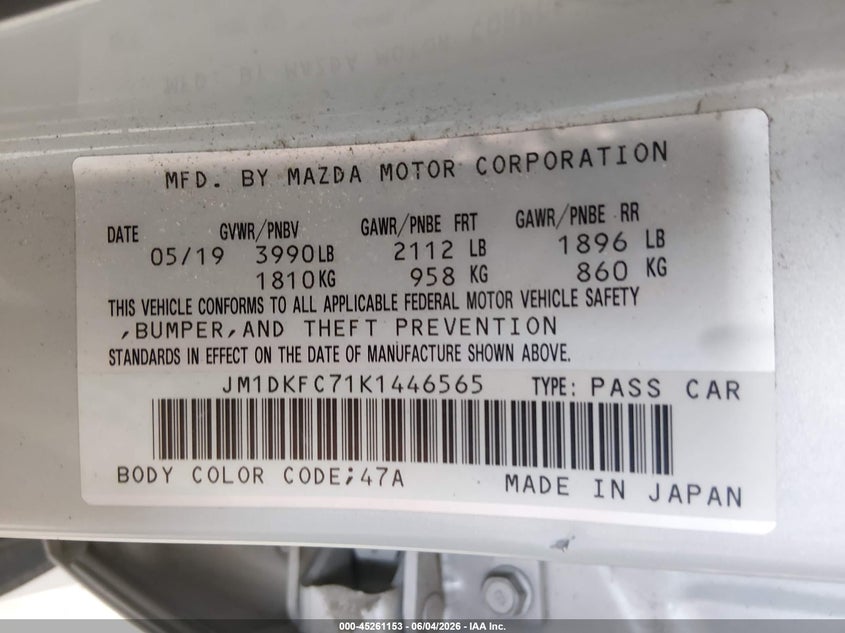 2019 Mazda Cx-3 VIN JM1DKFC71K1446565 IAAI salvage auction — FRONT END, Salvage Title, sold $3,500 on 2026-07-08 (photo 9)