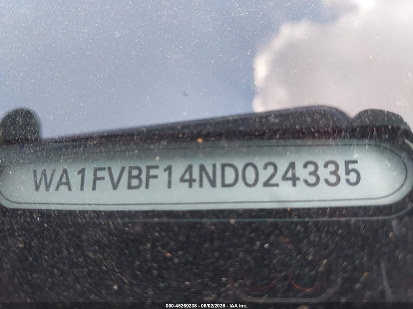 2022 Audi Q8 VIN WA1FVBF14ND024335 IAAI salvage auction — FRONT END, Original (Texas), sold $24,450 on 2026-07-29 (photo 9)