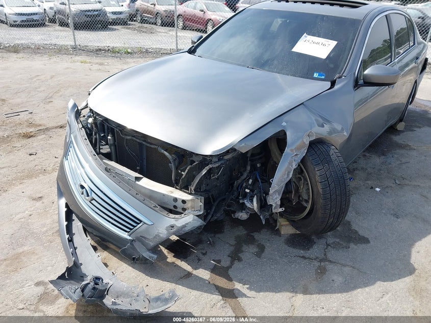 2013 Infiniti G VIN JN1CV6AR3DM357379 IAAI salvage auction — FRONT END, Salvage Title, sold $300 on 2026-07-10 (photo 6)