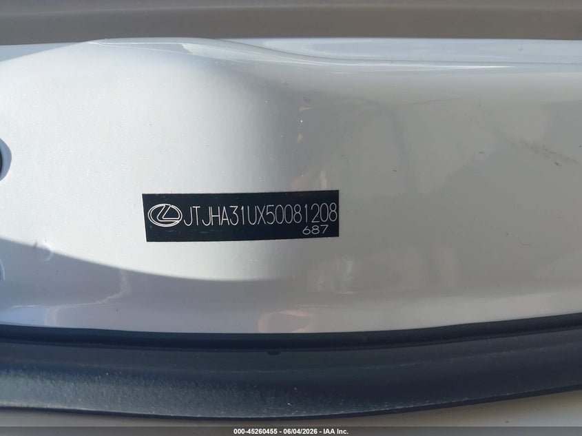 2005 Lexus Rx VIN JTJHA31UX50081208 IAAI salvage auction — FRONT END, Clear (Virginia), sold $1,500 on 2026-07-06 (photo 9)