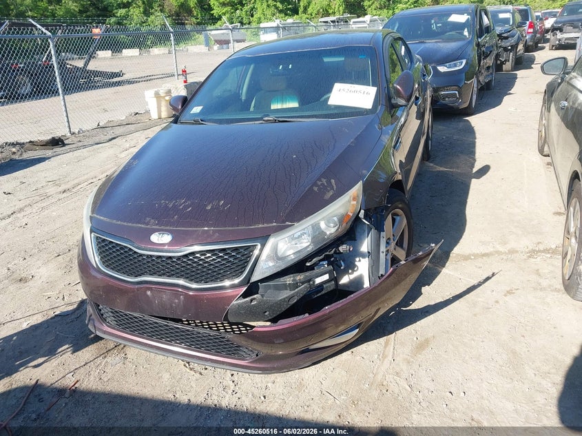 2014 Kia Optima VIN 5XXGM4A76EG288666 IAAI salvage auction — LEFT FRONT, Salvage Title, sold $400 on 2026-07-14 (photo 2)