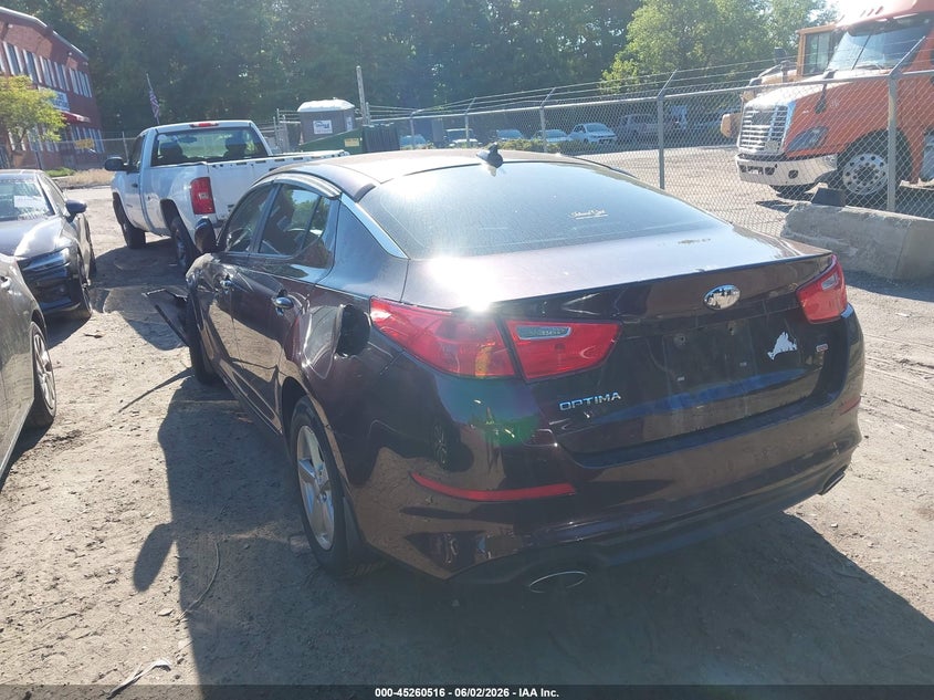 2014 Kia Optima VIN 5XXGM4A76EG288666 IAAI salvage auction — LEFT FRONT, Salvage Title, sold $400 on 2026-07-14 (photo 3)
