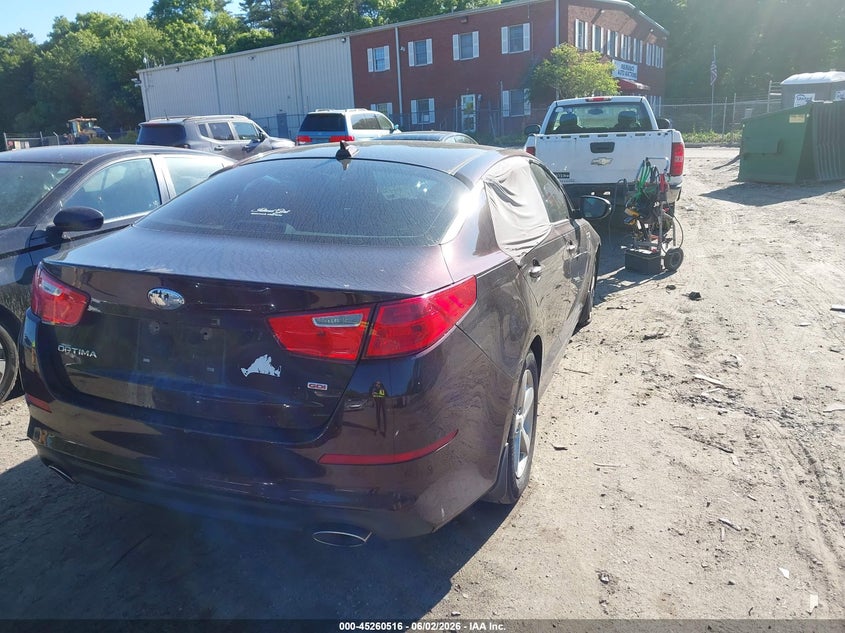 2014 Kia Optima VIN 5XXGM4A76EG288666 IAAI salvage auction — LEFT FRONT, Salvage Title, sold $400 on 2026-07-14 (photo 4)