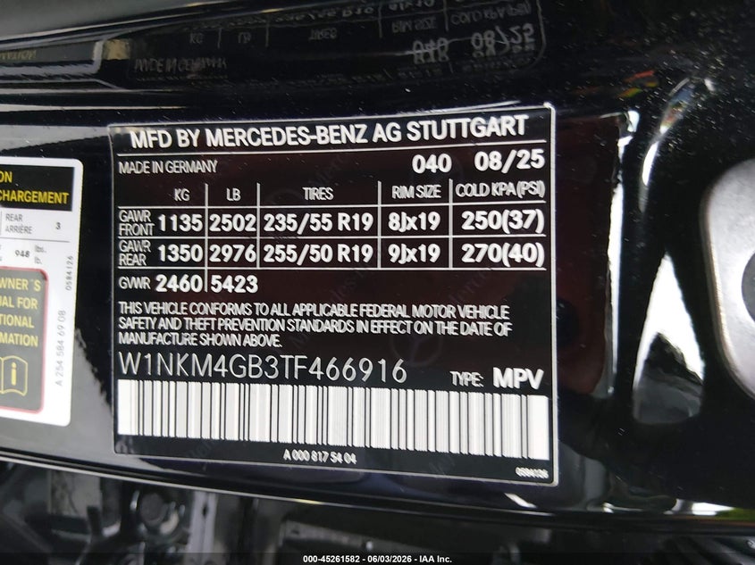 2026 Mercedes-benz Glc VIN W1NKM4GB3TF466916 IAAI salvage auction — SIDE, Salvage Title, sold $10,875 on 2026-07-30 (photo 9)