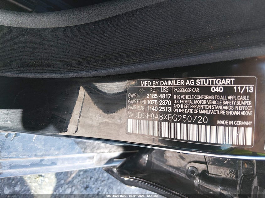 2014 Mercedes-benz VIN WDDGF8ABXEG250720 IAAI salvage auction — FRONT END, Salvage (Missouri), sold $850 on 2026-08-04 (photo 9)