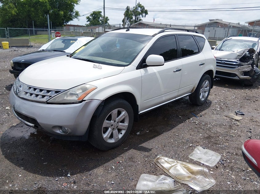 2006 Nissan Murano VIN JN8AZ08T96W405762 IAAI salvage auction — FRONT END, Clear (Tennessee), sold $225 on 2026-07-09 (photo 2)
