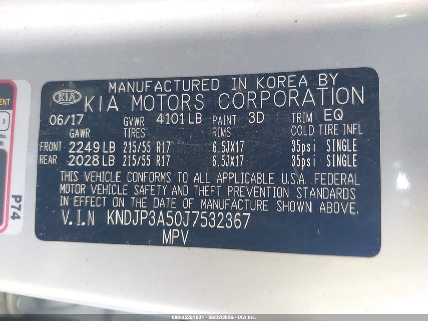 2018 Kia Soul VIN KNDJP3A50J7532367 IAAI salvage auction — THEFT, Salvage Title, sold $2,600 on 2026-07-07 (photo 9)