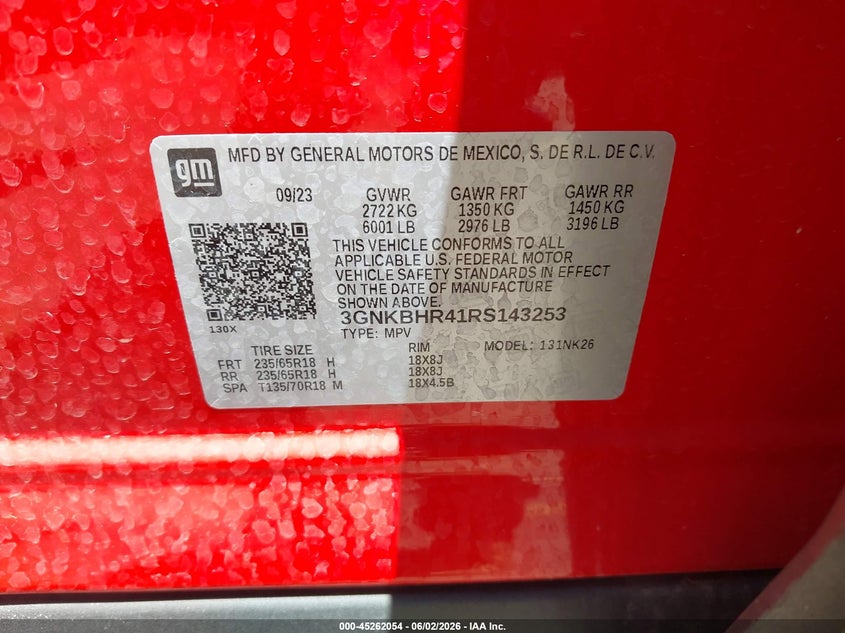 2024 Chevrolet Blazer VIN 3GNKBHR41RS143253 IAAI salvage auction — REAR END, Clear (Michigan), sold $10,600 on 2026-07-27 (photo 9)