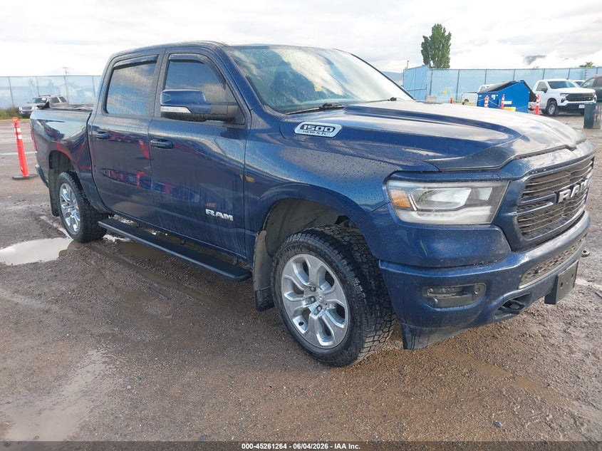 2020 Ram 1500 VIN 1C6SRFFT7LN227431 IAAI salvage auction — EXTERIOR BURN, Salvage (Idaho), sold $9,500 on 2026-07-29 (photo 1)