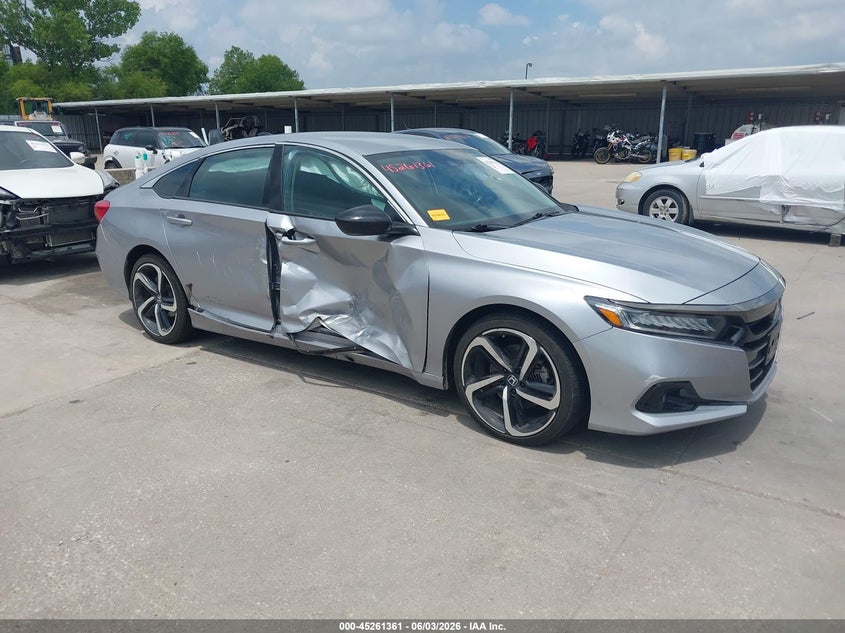 2021 Honda Accord VIN 1HGCV1F43MA051704 IAAI salvage auction — RIGHT SIDE, Original (Texas), sold $11,175 on 2026-07-29 (photo 1)