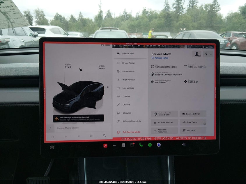 2026 Tesla Model y VIN 7SAYGDED1TF398796 IAAI salvage auction — FRONT END, Salvage Title, sold $18,300 on 2026-08-02 (photo 7)