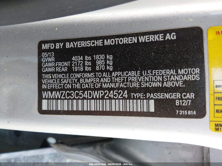 2013 Mini Countryman VIN WMWZC3C54DWP24524 IAAI salvage auction — LEFT FRONT, Salvage Title, sold $450 on 2026-08-07 (photo 9)