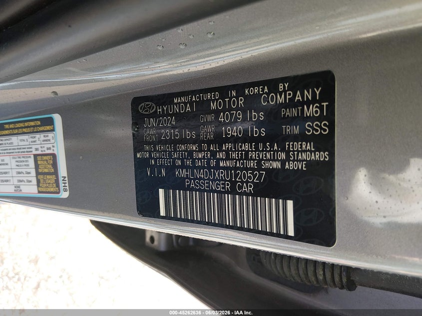 2024 Hyundai Elantra VIN KMHLN4DJXRU120527 IAAI salvage auction — LEFT FRONT, Salvage (Missouri), sold $7,475 on 2026-07-07 (photo 9)