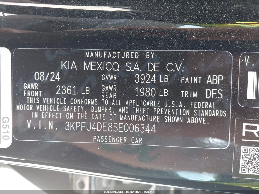 2025 Kia K4 VIN 3KPFU4DE8SE006344 IAAI salvage auction — REAR END, Salvage Title, sold $6,200 on 2026-07-23 (photo 9)