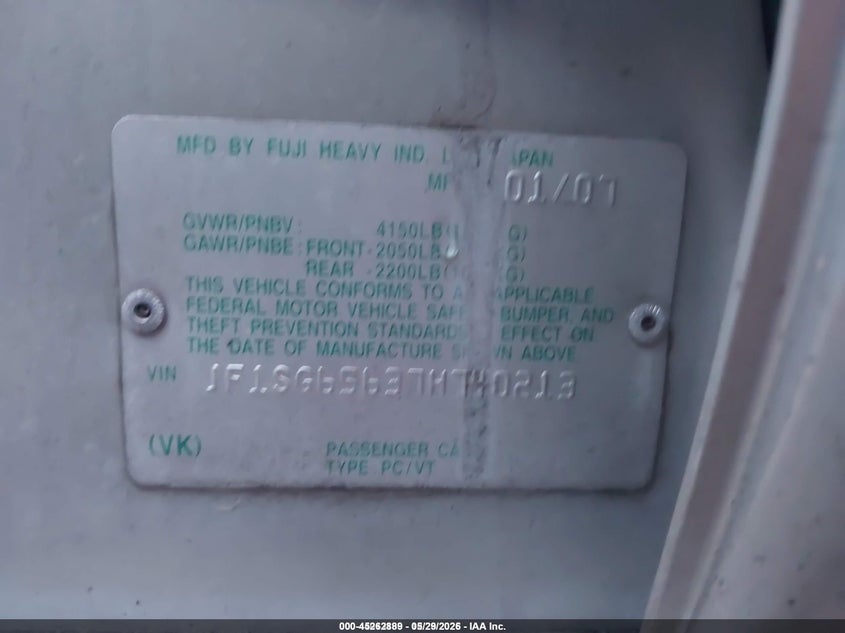 2007 Subaru Forester VIN JF1SG65637H740213 IAAI salvage auction — FRONT & REAR, Salvage (Idaho), sold $375 on 2026-07-08 (photo 9)