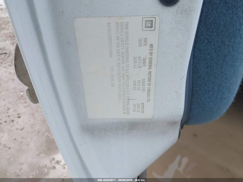 1996 Chevrolet Lumina VIN 2G1WL52M7T1133094 IAAI salvage auction — REAR END, Salvage (Texas), sold $225 on 2026-07-08 (photo 9)