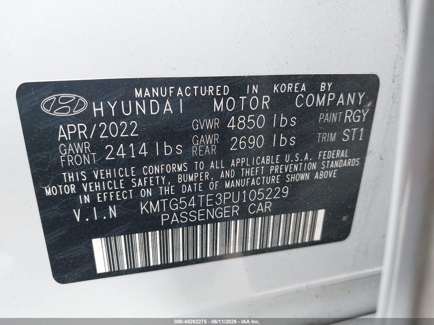 2023 Genesis G70 VIN KMTG54TE3PU105229 IAAI salvage auction — FRONT END, Salvage Title, sold $10,700 on 2026-07-22 (photo 9)