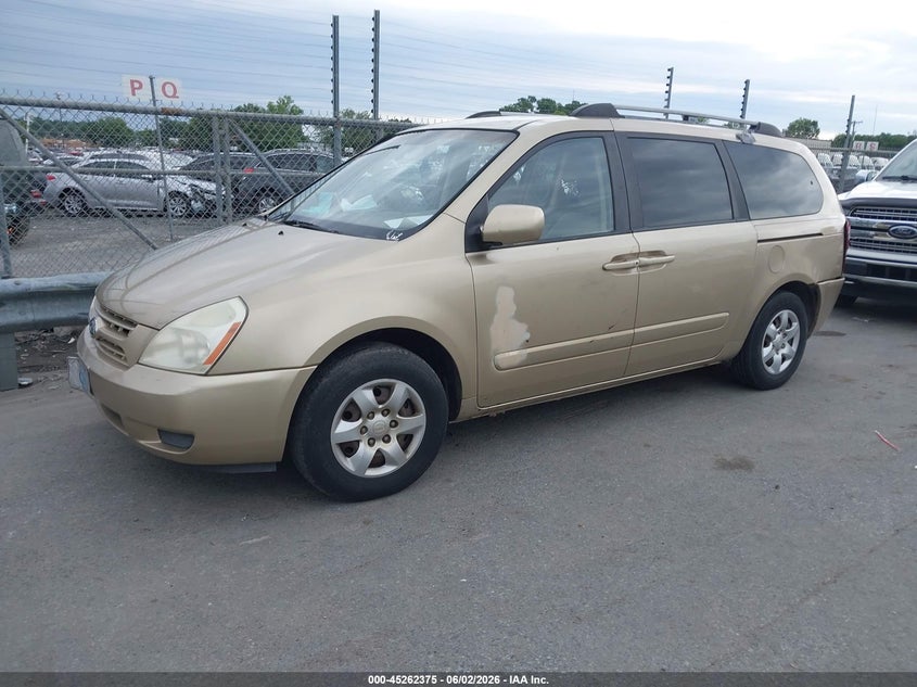 2008 Kia SEDONA VIN KNDMB233286255335 IAAI salvage auction — FRONT & REAR, Salvage (North Carolina), sold $500 on 2026-07-20 (photo 2)