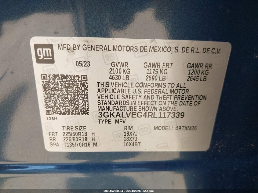 2024 Gmc Terrain VIN 3GKALVEG4RL117339 IAAI salvage auction — WATER/FLOOD, Salvage Title, sold $8,200 on 2026-07-28 (photo 9)