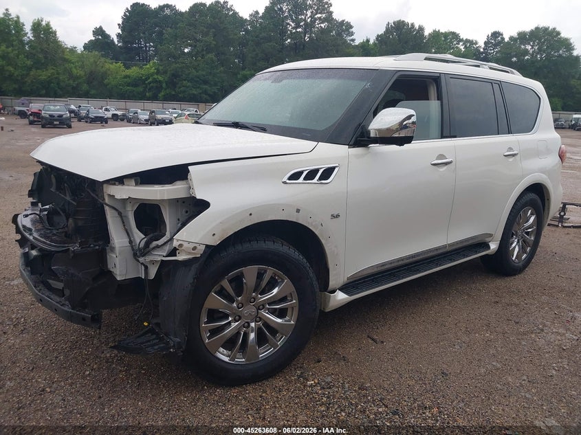 2016 Infiniti Qx80 VIN JN8AZ2ND1G9800219 IAAI salvage auction — FRONT END, Salvage (Texas), sold $6,500 on 2026-07-23 (photo 2)