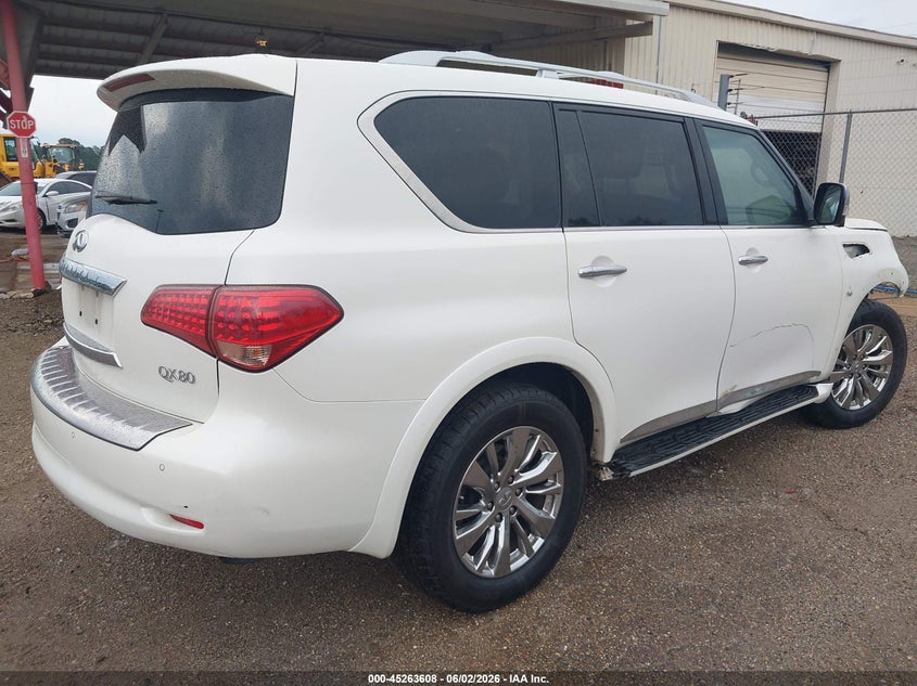 2016 Infiniti Qx80 VIN JN8AZ2ND1G9800219 IAAI salvage auction — FRONT END, Salvage (Texas), sold $6,500 on 2026-07-23 (photo 4)