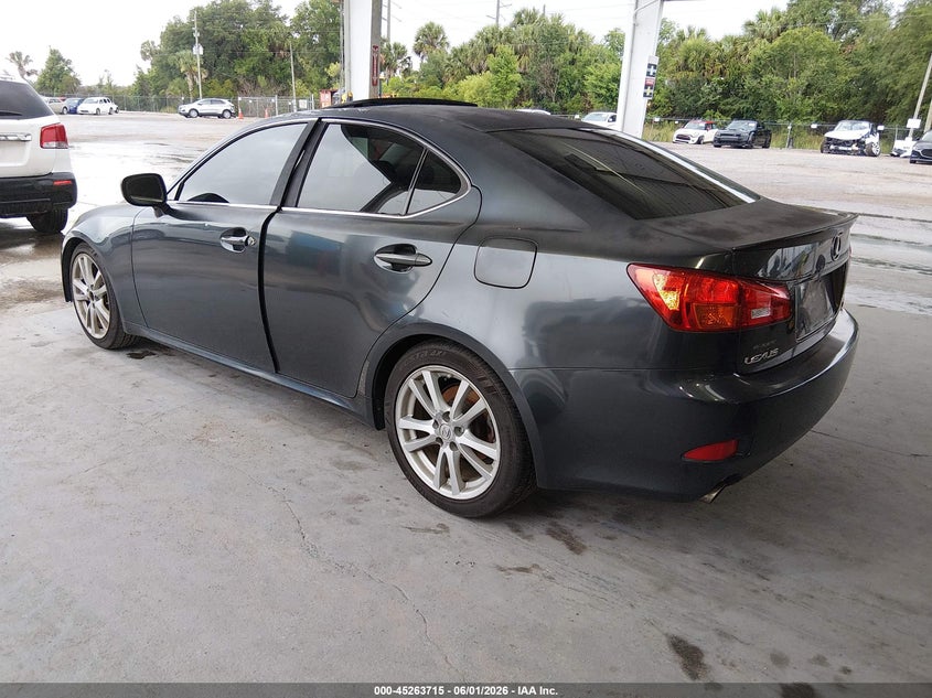 2006 Lexus Is VIN JTHBK262X62018637 IAAI salvage auction — NORMAL WEAR, Clear (Florida), sold $225 on 2026-07-15 (photo 3)