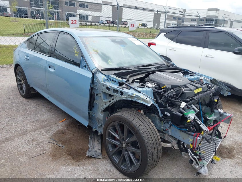 2026 Cadillac Ct5-v VIN 1G6DR5RW4T0106518 IAAI salvage auction — FRONT END, Wait Title, sold $24,000 on 2026-09-15 (photo 1)
