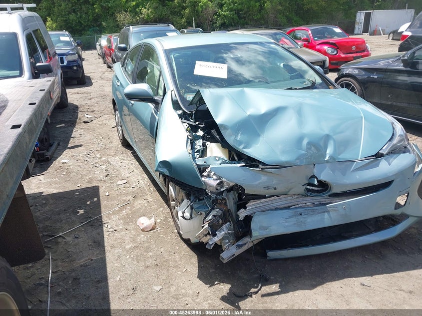 2016 Toyota Prius VIN JTDKBRFU1G3017772 IAAI salvage auction — RIGHT FRONT, Clear (Massachusetts), sold $1,350 on 2026-07-28 (photo 1)