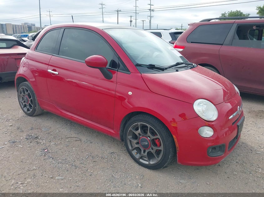 2014 Fiat 500 VIN 3C3CFFBR3ET242385 IAAI salvage auction — LEFT FRONT, Original (Texas), sold $1,550 on 2026-08-17 (photo 1)