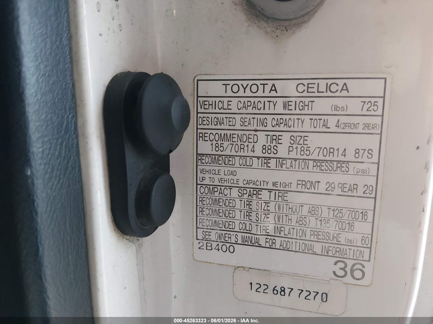 1995 Toyota Celica VIN JT2AT00NXS0050908 IAAI salvage auction — FRONT END, Salvage (Tennessee), sold $350 on 2026-07-06 (photo 9)