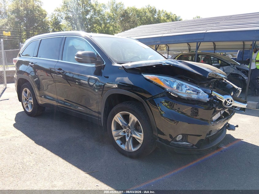 2016 Toyota Highlander VIN 5TDDKRFH6GS351242 IAAI salvage auction — FRONT END, Salvage Title, sold $8,100 on 2026-07-23 (photo 1)