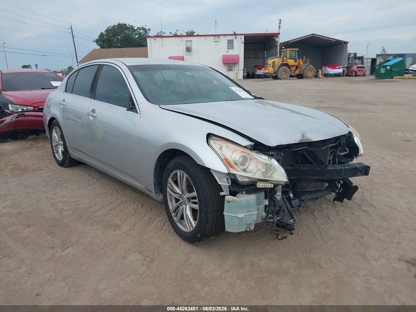2011 Infiniti G37 VIN JN1CV6AP8BM502637 IAAI salvage auction — FRONT & REAR, Rebuildable (Florida), sold $550 on 2026-07-07 (photo 1)