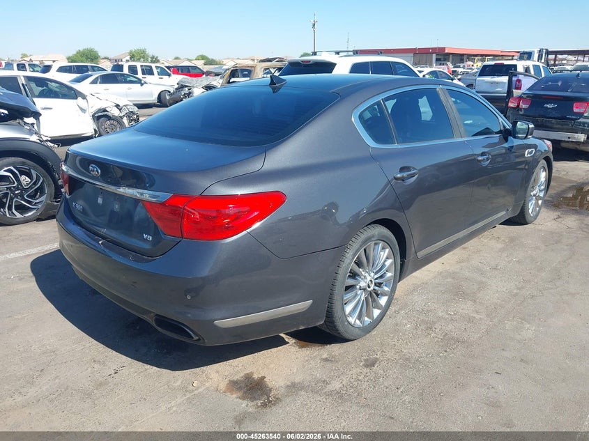 2015 Kia K900 VIN KNALW4D47F6016800 IAAI salvage auction — LEFT SIDE, Salvage Title, sold $1,800 on 2026-07-28 (photo 4)