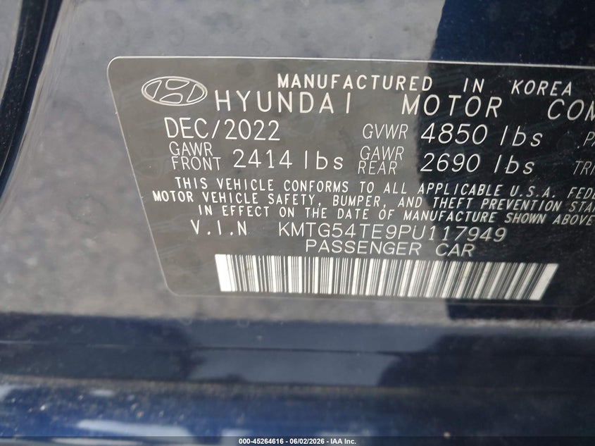 2023 Genesis G70 VIN KMTG54TE9PU117949 IAAI salvage auction — FRONT END, Salvage Title, sold $11,700 on 2026-08-26 (photo 9)