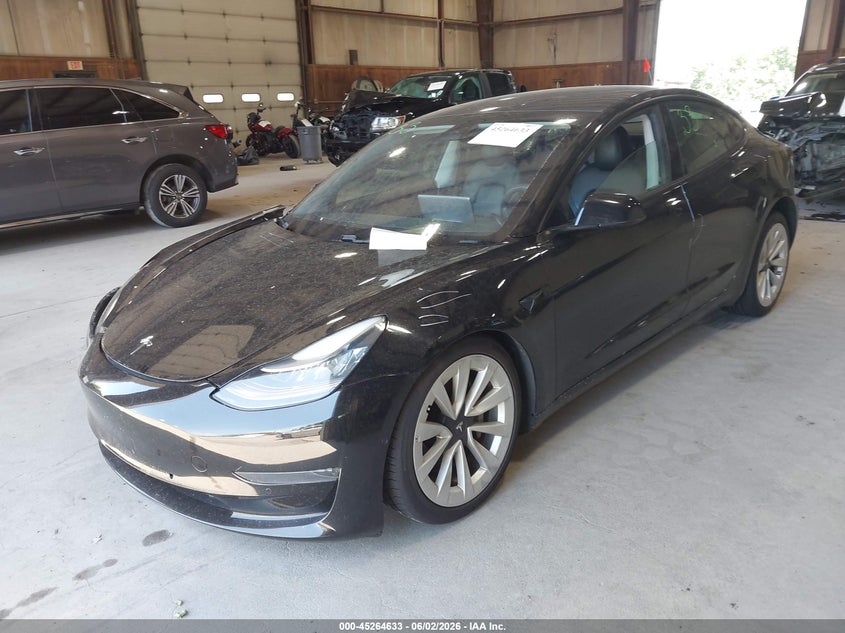 2021 Tesla Model 3 VIN 5YJ3E1EA4MF851196 IAAI salvage auction — RIGHT FRONT, Salvage Title, sold $4,700 on 2026-07-23 (photo 2)