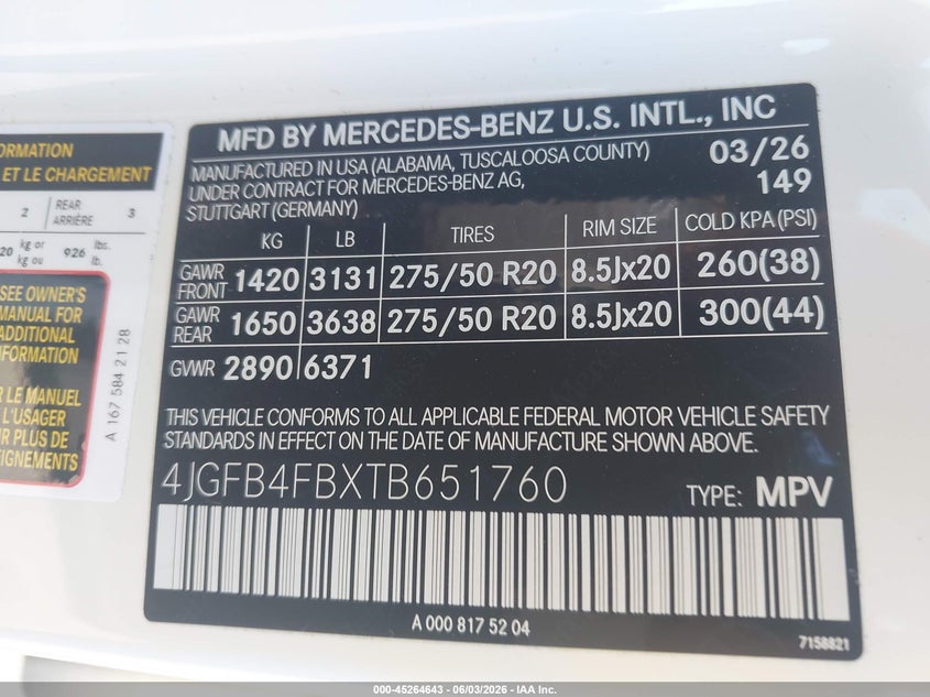 2026 Mercedes-benz Gle VIN 4JGFB4FBXTB651760 IAAI salvage auction — FRONT END, Salvage Title, sold $34,150 on 2026-08-24 (photo 9)
