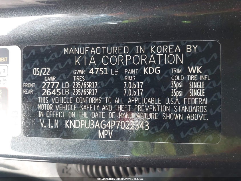2023 Kia Sportage VIN KNDPU3AG4P7022343 IAAI salvage auction — FRONT END, Salvage Title, sold $7,500 on 2026-08-01 (photo 9)