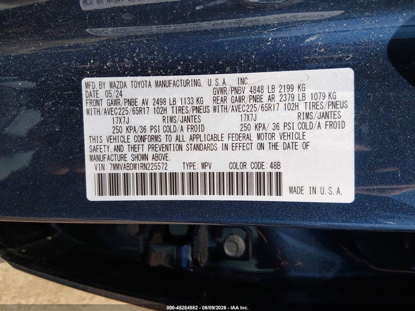 2024 Mazda Cx-50 VIN 7MMVABDM1RN225572 IAAI salvage auction — FRONT END, Salvage Title, sold $6,100 on 2026-07-29 (photo 7)