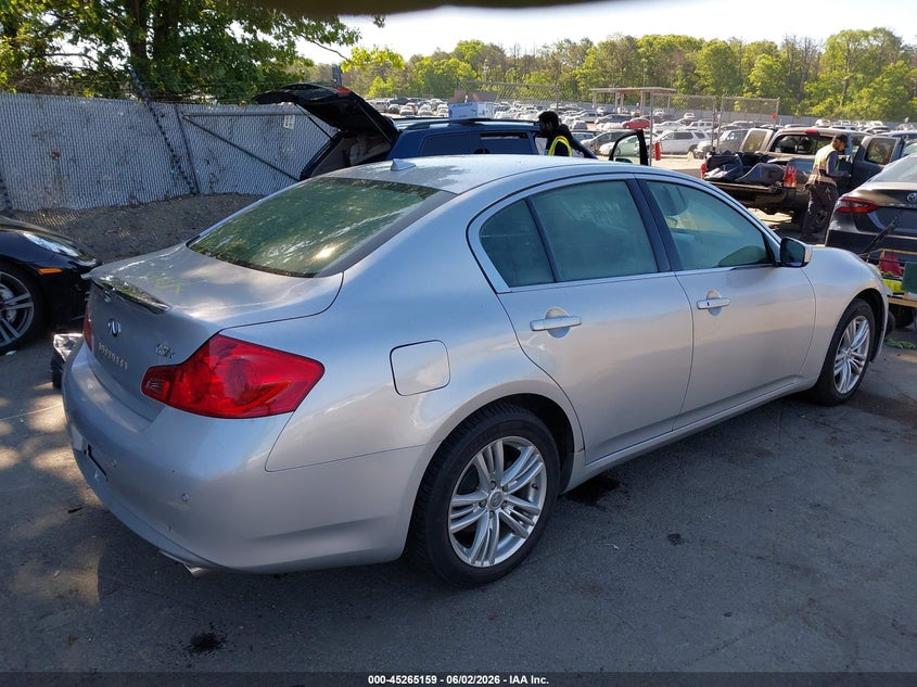 2013 Infiniti G VIN JN1CV6AR0DM756184 IAAI salvage auction — WATER/FLOOD, Rebuildable (Florida), sold $400 on 2026-07-28 (photo 4)